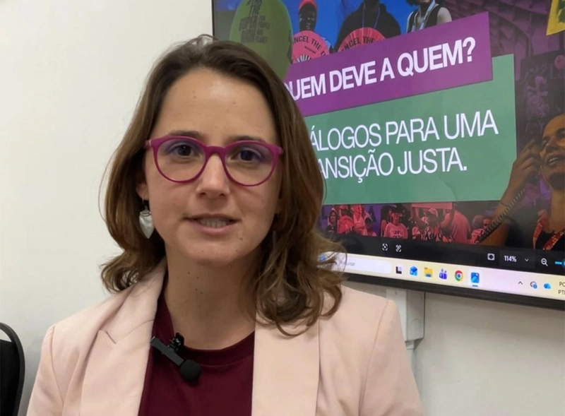 Jessica Siviero, especialista em Justiça Climática da ActionAid Brasil, trouxe o olhar das mulheres agricultoras para o centro do diálogo.