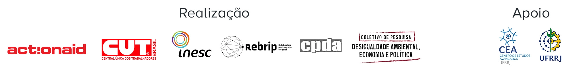 Barra de logos com realizadores e apoiadores do evento
